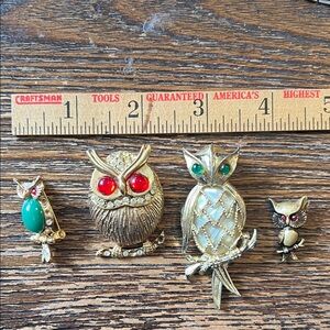 Stern Germany gold gilded & other Vintage Owl Brooches